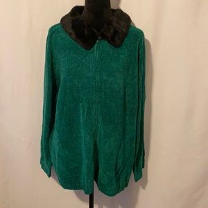 Denim & Co. Chenille Cardigan with Faux Fur Collar